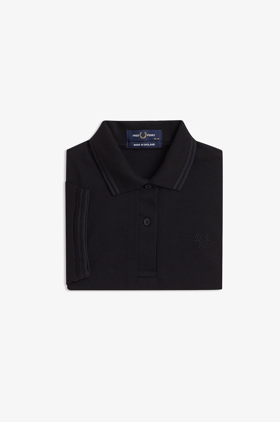 FRED PERRY ブラック フリル袖 ポロシャツ UK 10 The Fred Perry Shirt - G12(8 157：BLACK / CHAMPAGNE): | FRED PERRY