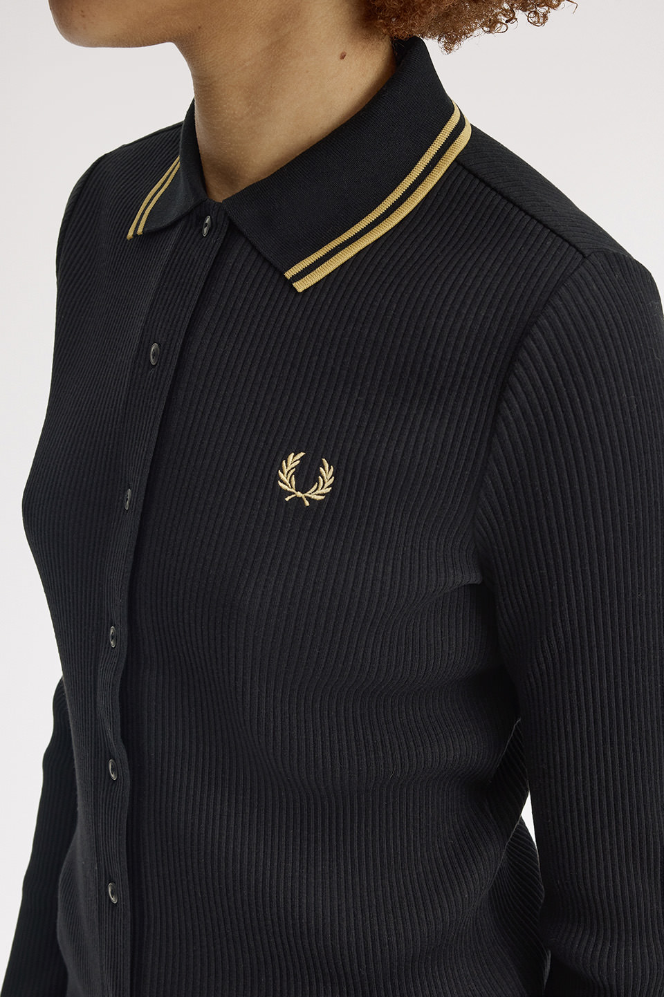 Button Through Rib Polo Shirt(8 102：BLACK): | FRED PERRY JAPAN