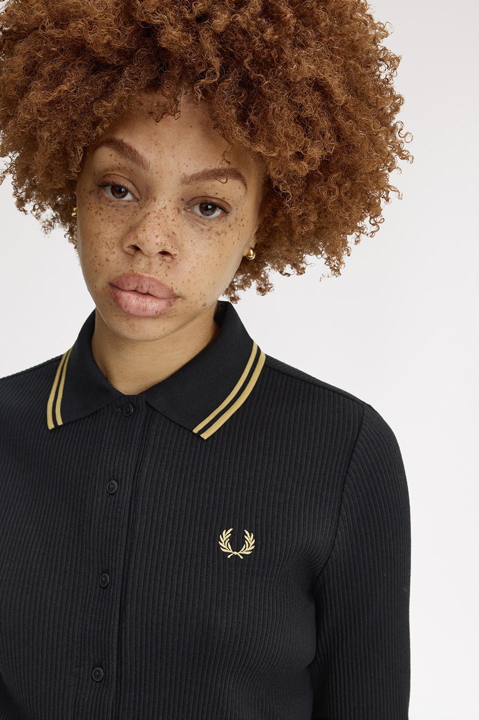 Button Through Rib Polo Shirt(8 102：BLACK): | FRED PERRY JAPAN