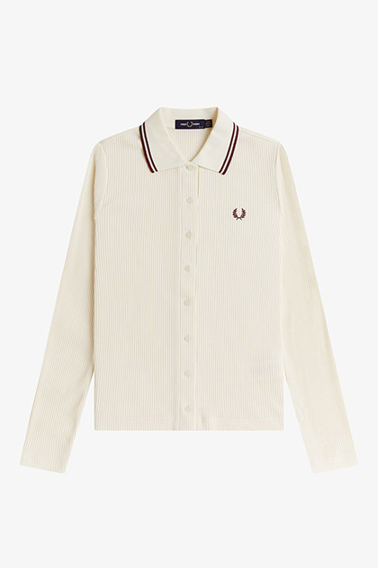 Button Through Rib Polo Shirt