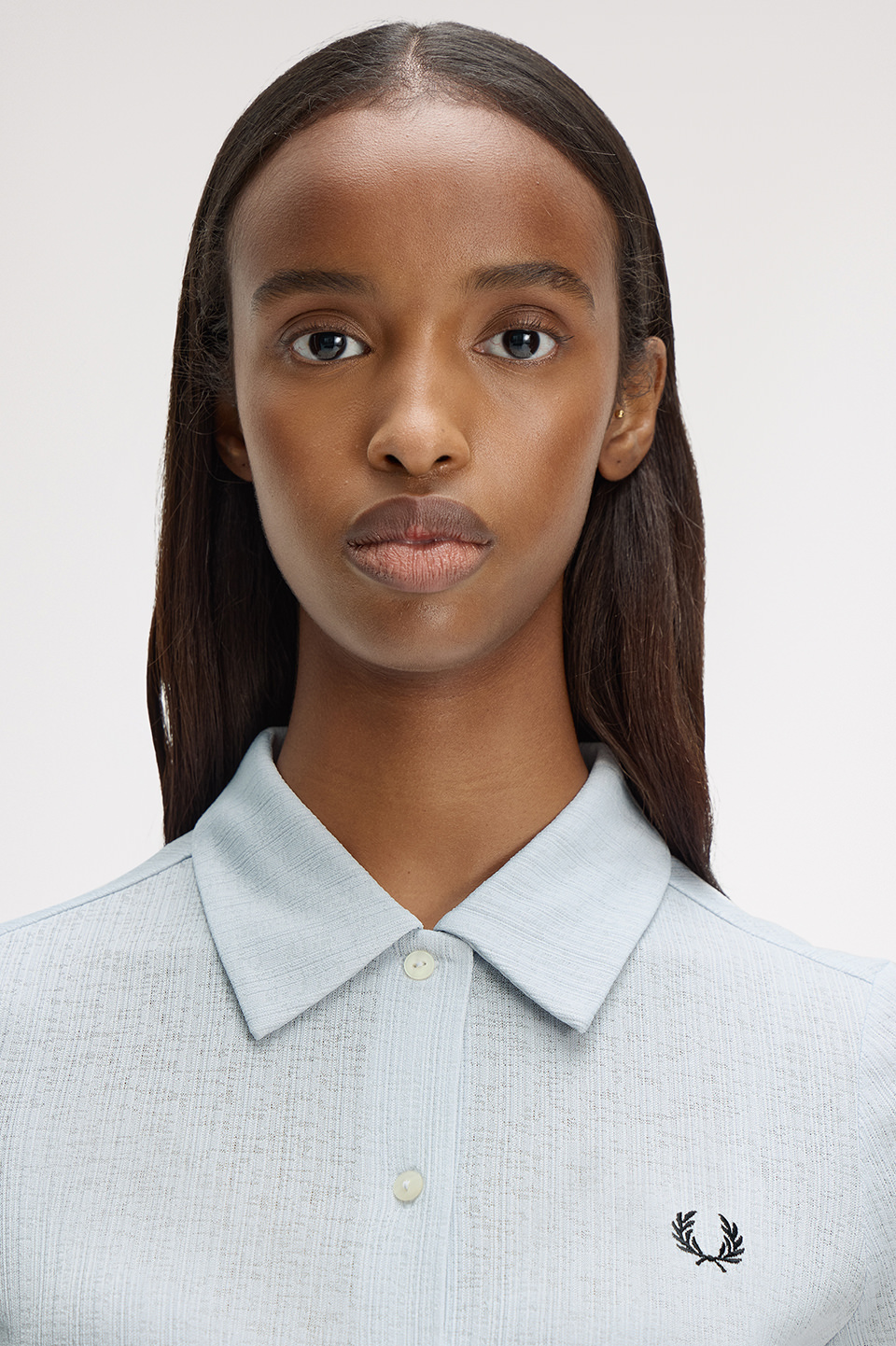 【希少/イタリア製】フレッドペリーFRED PERRY ポロシャツ Button Through Sheer Rib Polo Shirt(8 28A：DUSKY BLUE): | FRED