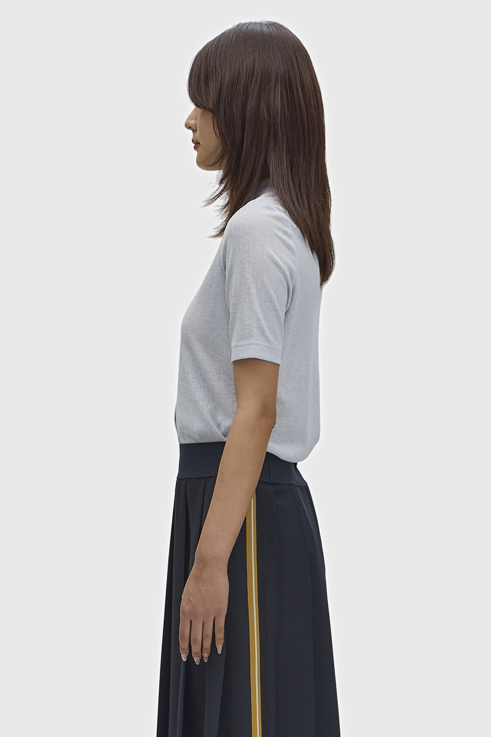 Button Through Sheer Rib Polo Shirt(8 28A：DUSKY BLUE): | FRED