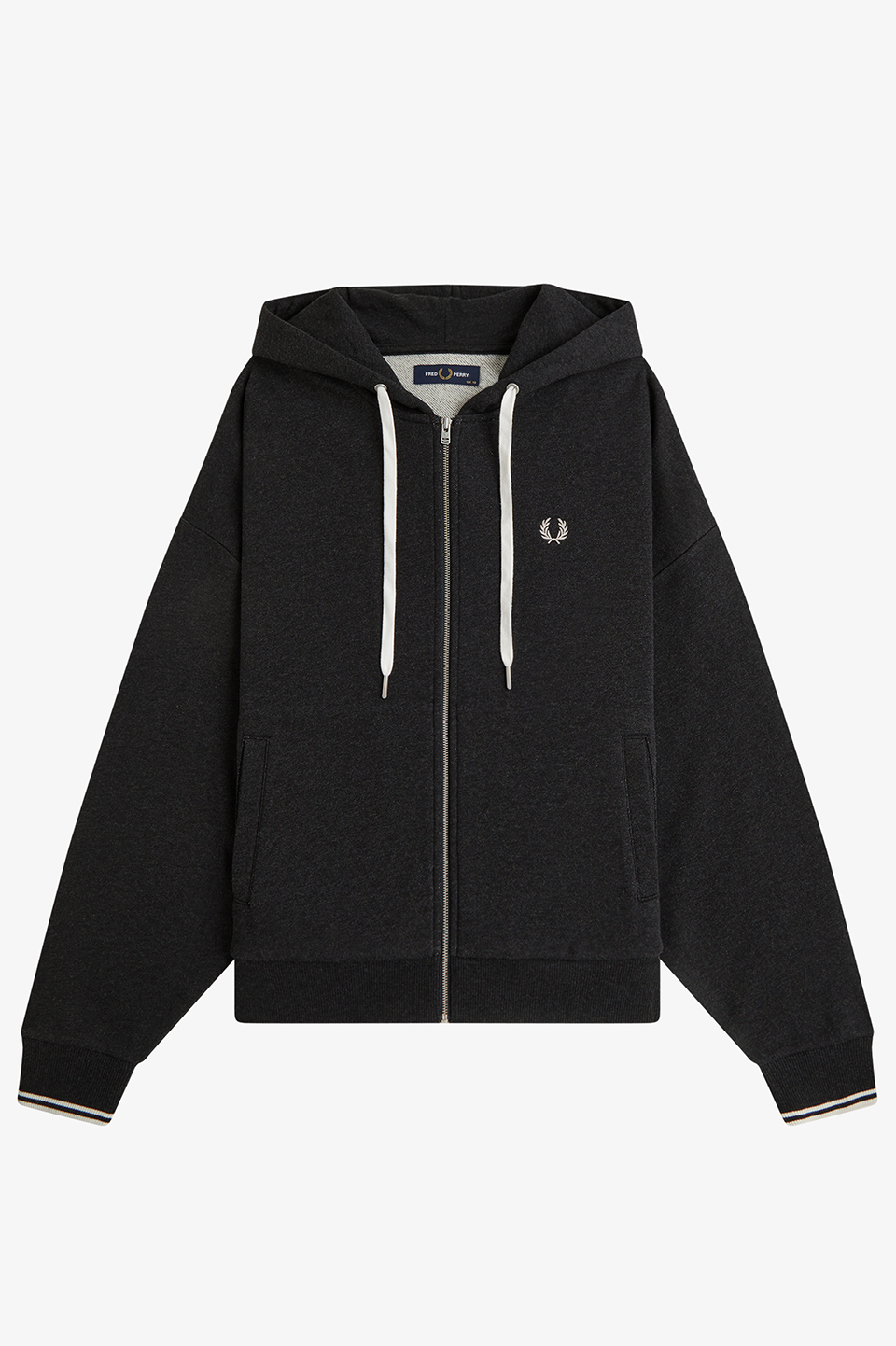 Hooded Zip-Through Sweatshirt(10 948：CHARCOAL MARL): | FRED PERRY
