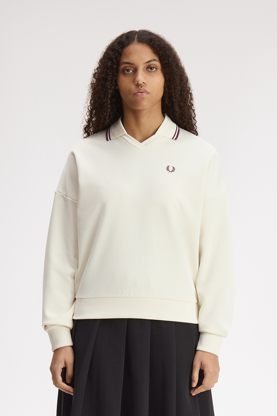 Tipped Open Collar Sweatshirt(10 560：ECRU): | FRED PERRY JAPAN