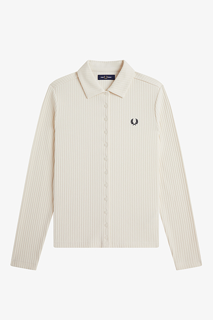 Wide Rib Button-Through Polo Shirt