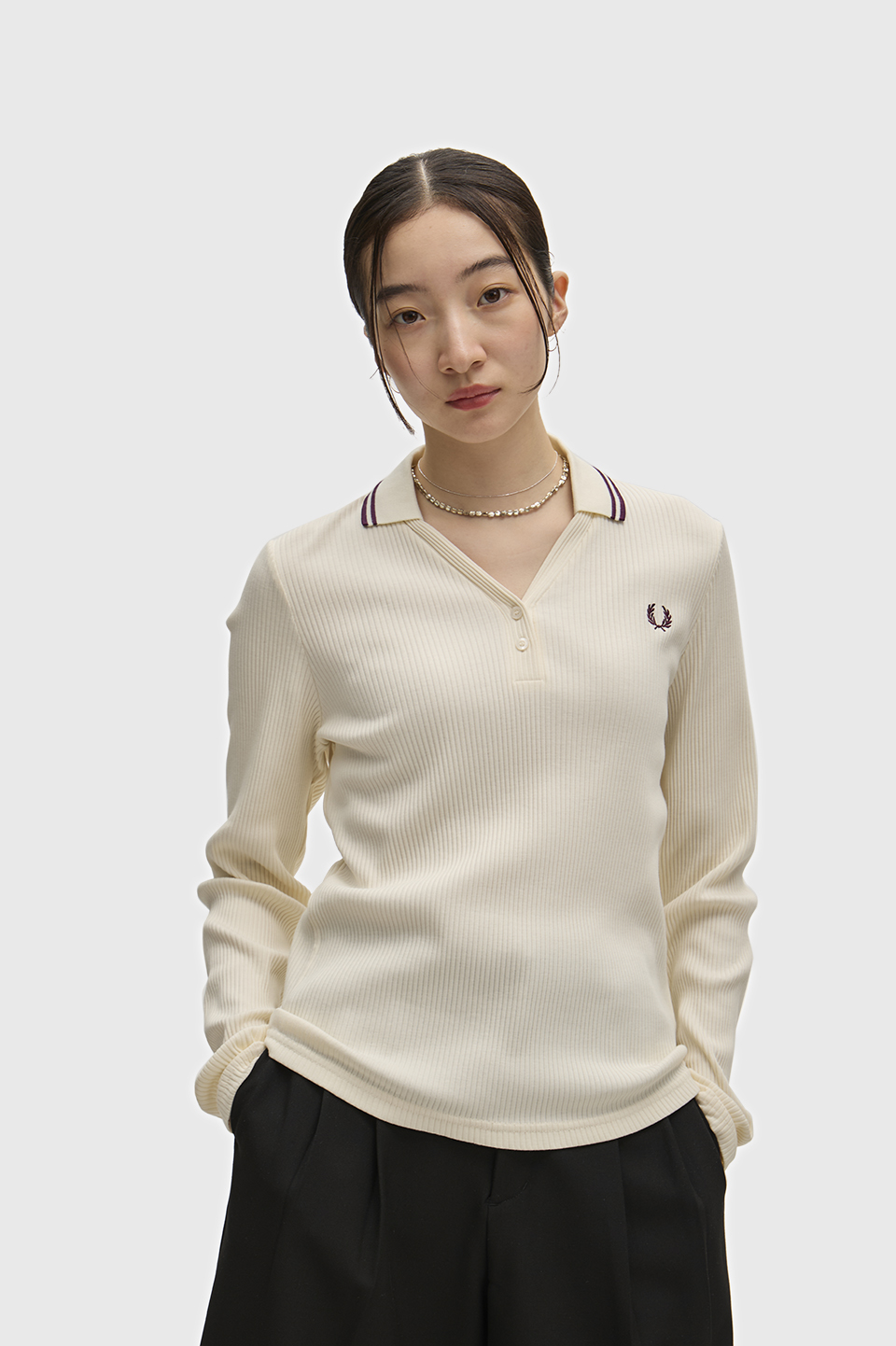 Twin Tipped Ribbed Polo Shirt(8 560：ECRU): | FRED PERRY JAPAN