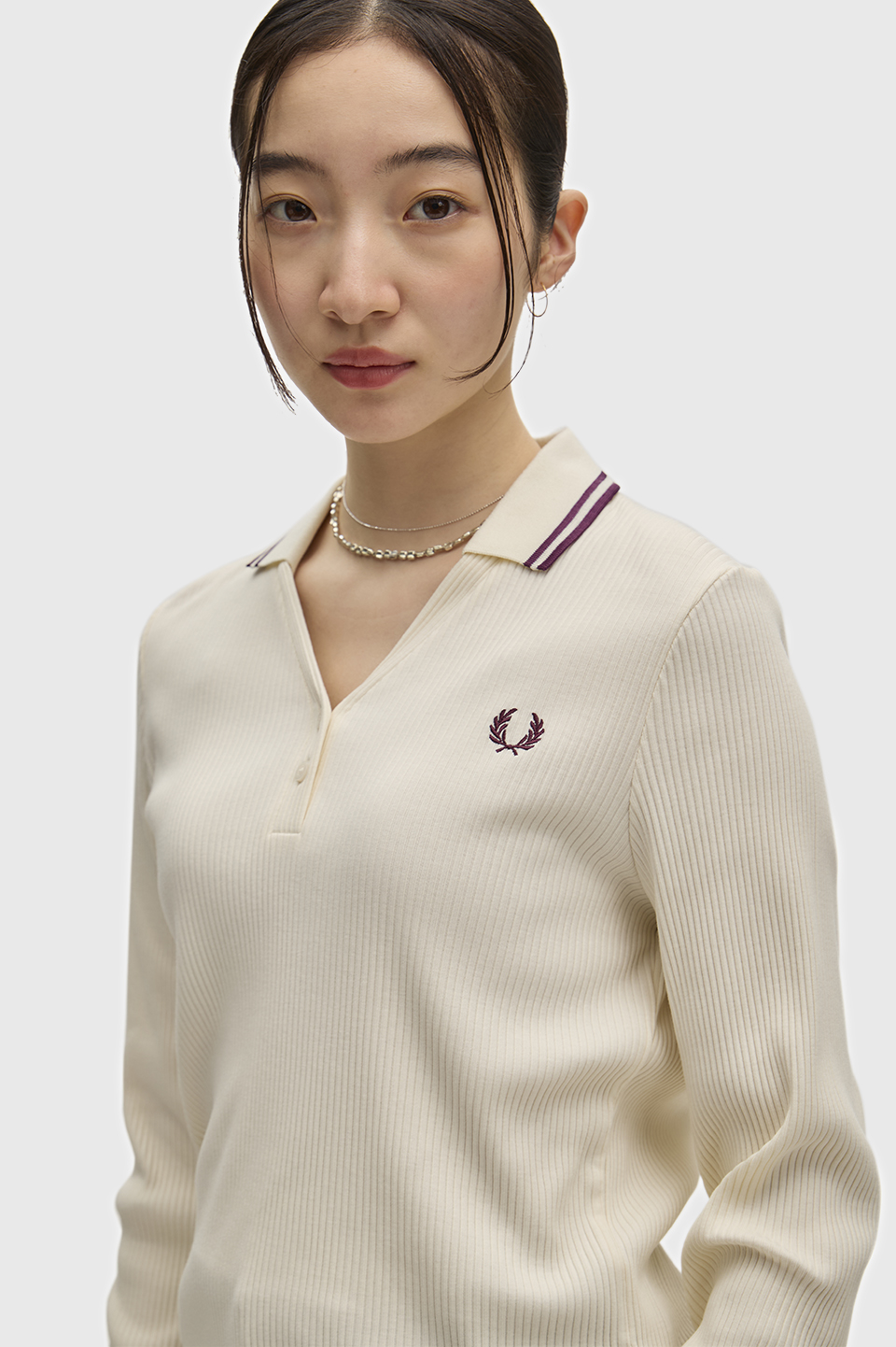 Twin Tipped Ribbed Polo Shirt(8 560：ECRU): | FRED PERRY JAPAN