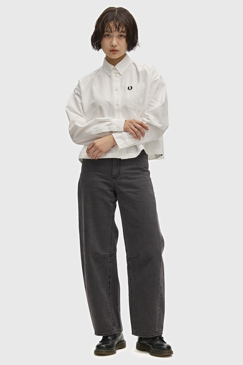 Embroidered Placket Shirt(10 129：SNOW WHITE): | FRED PERRY JAPAN