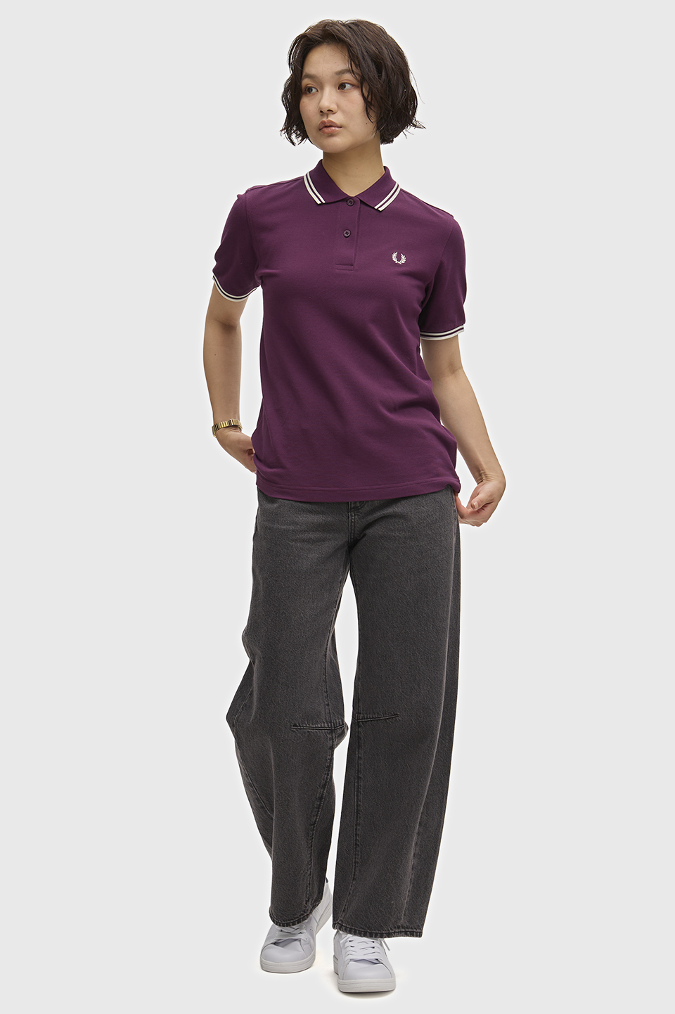 The Fred Perry Shirt - G3600 05D:PLUM/ECR/ECR 8
