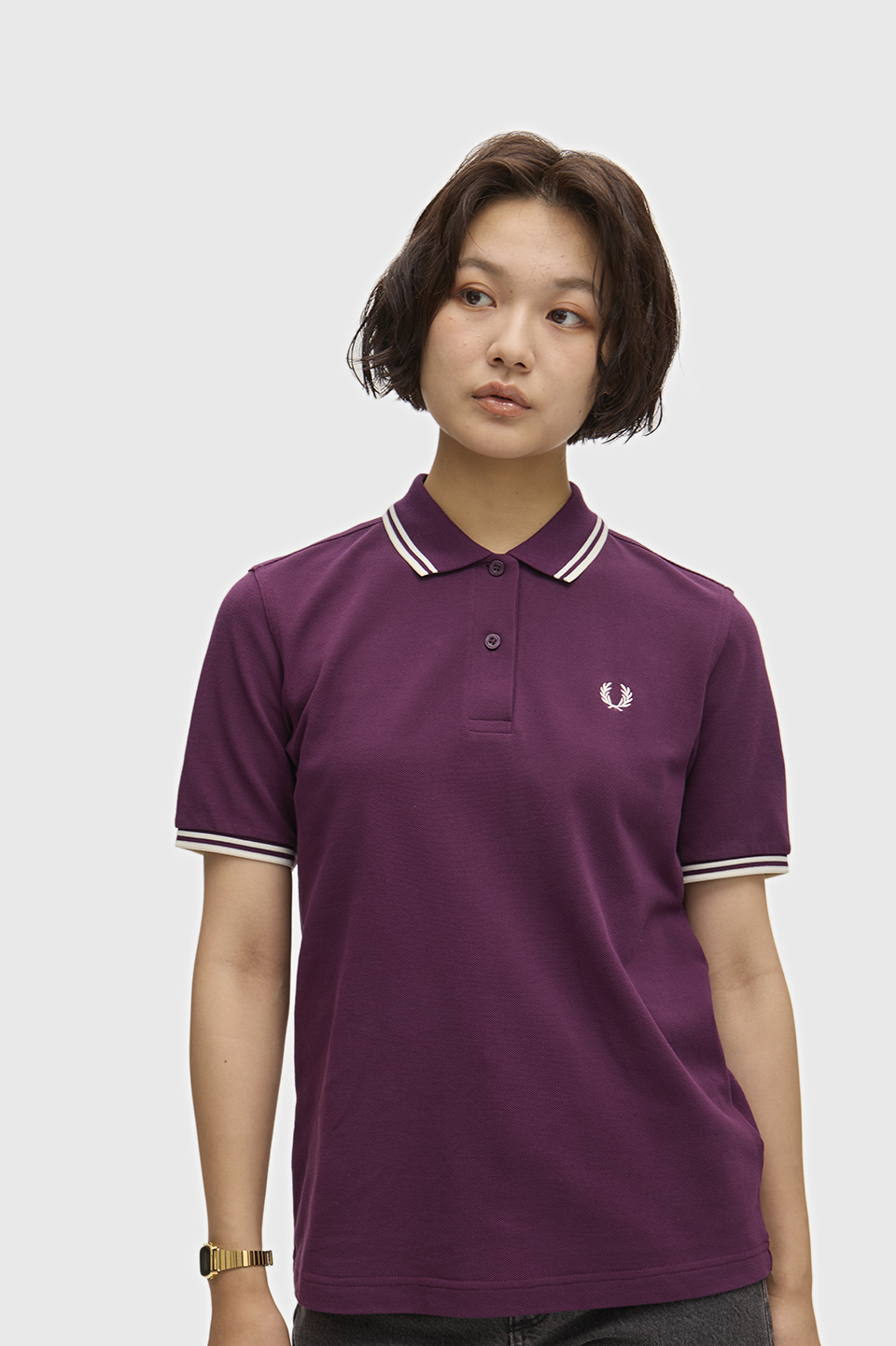 The Fred Perry Shirt - G3600 05D:PLUM/ECR/ECR 8
