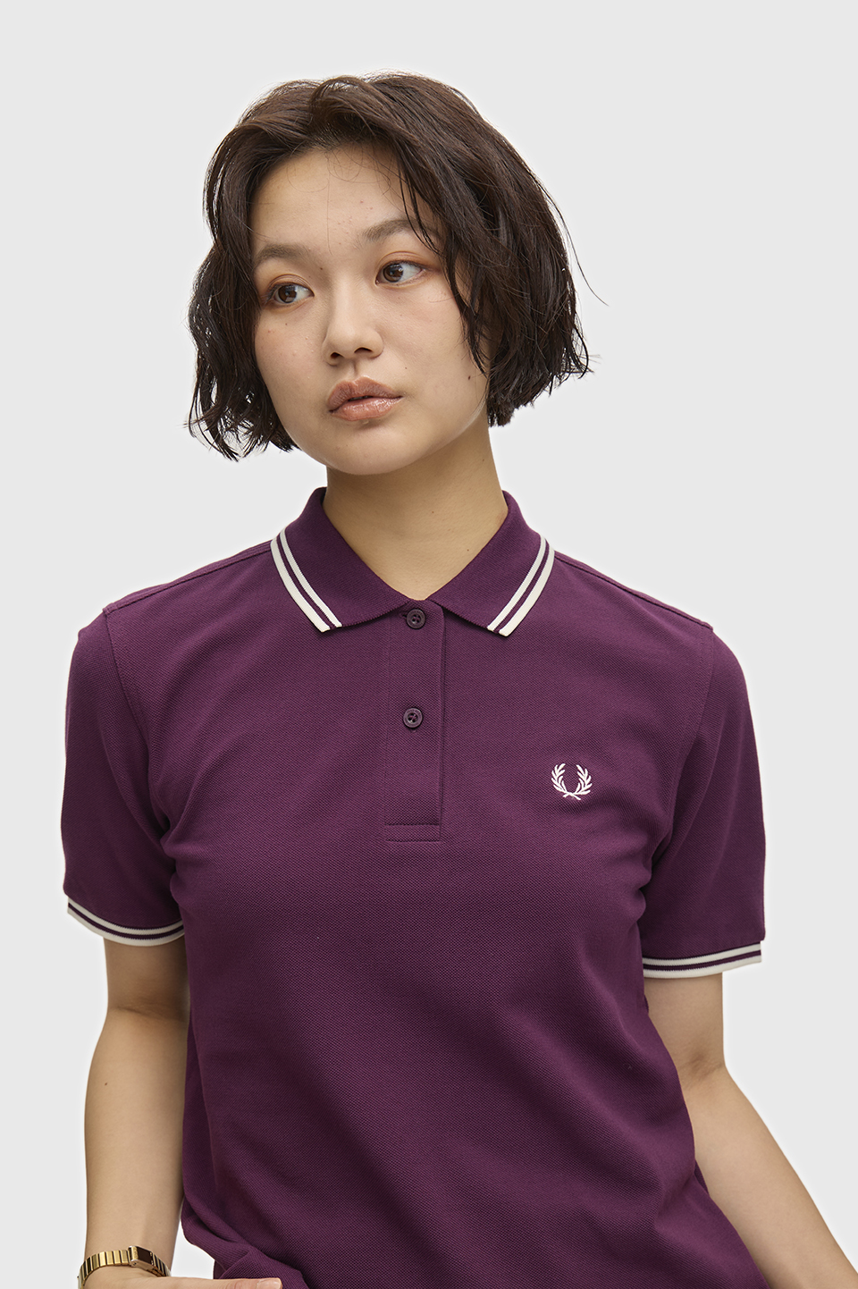 The Fred Perry Shirt - G3600 05D:PLUM/ECR/ECR 8