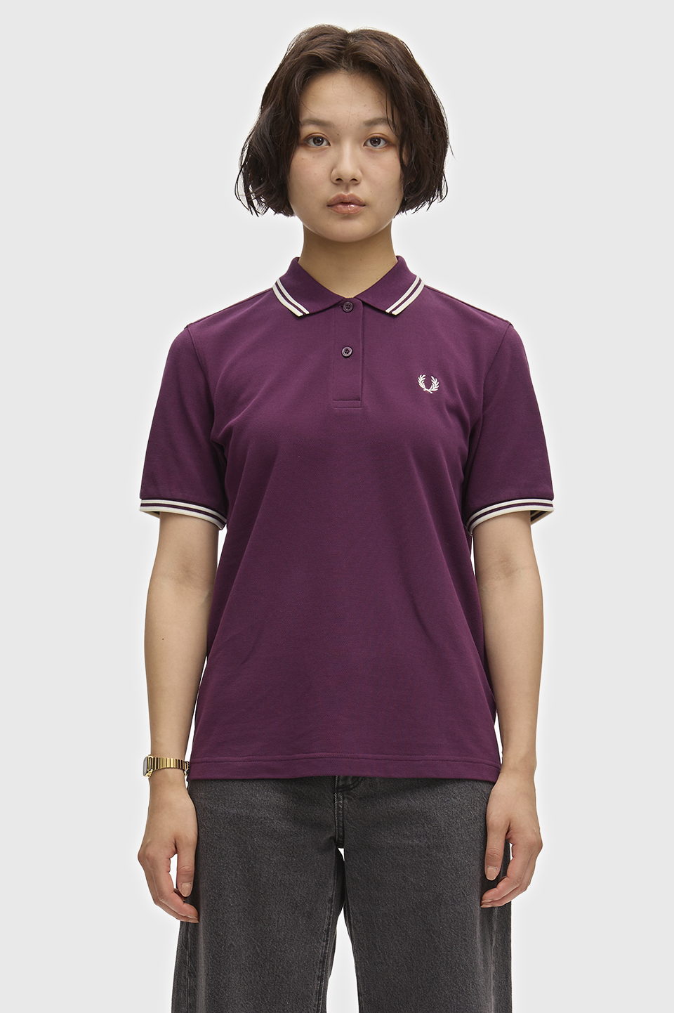 The Fred Perry Shirt - G3600 05D:PLUM/ECR/ECR 8