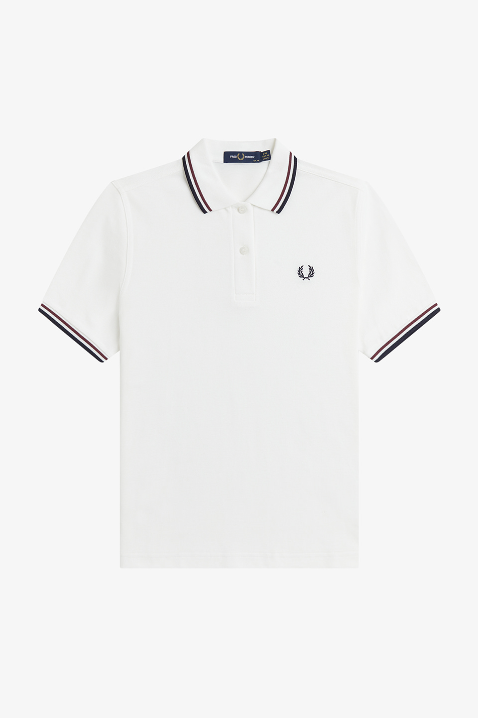 The Fred Perry Shirt - G3600 19C:SNOW WHITE / OX BLOOD / NAVY 8