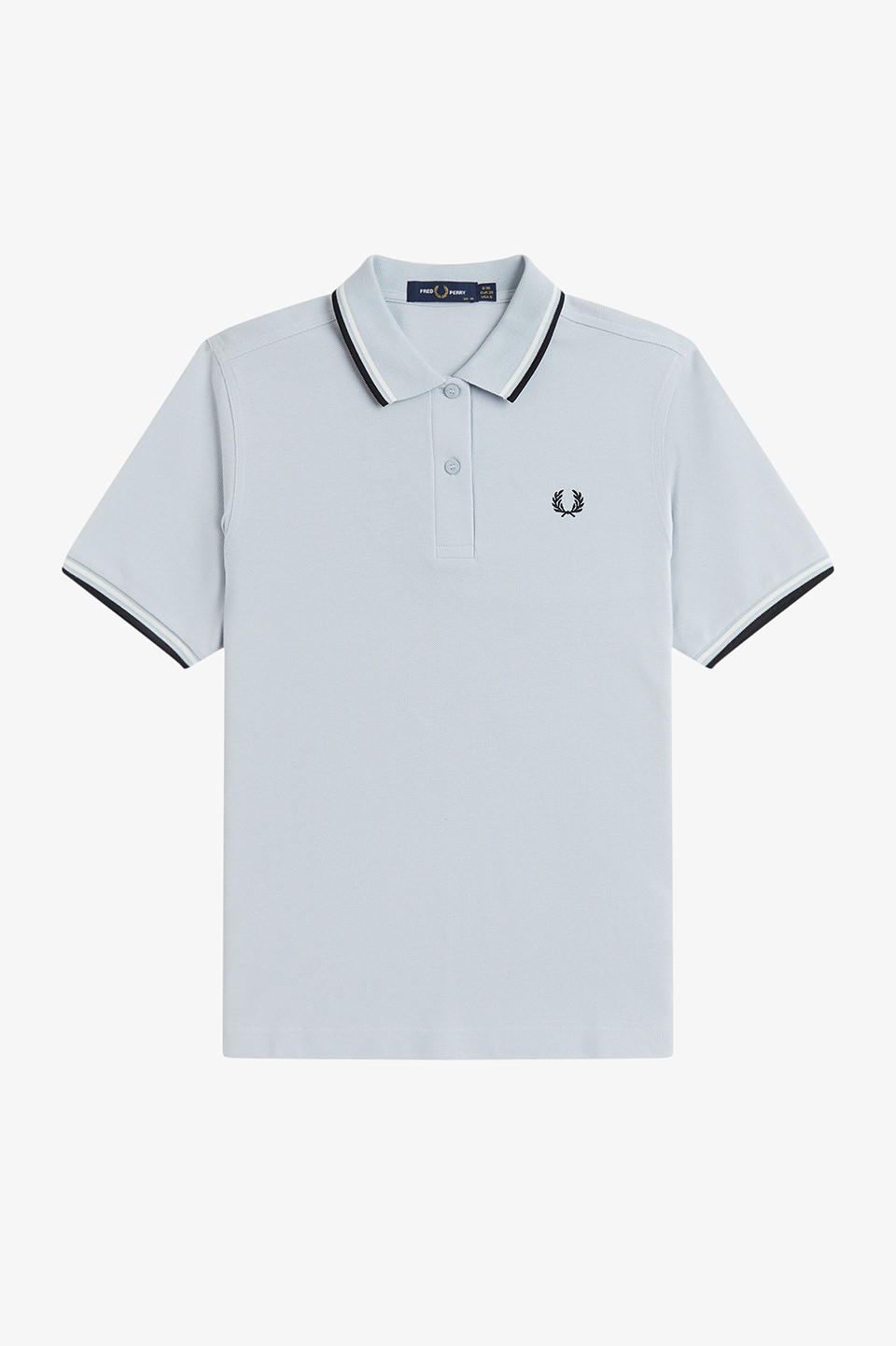 The Fred Perry Shirt - G3600 20C:DUSKY BLUE / WHITE / BLACK 8