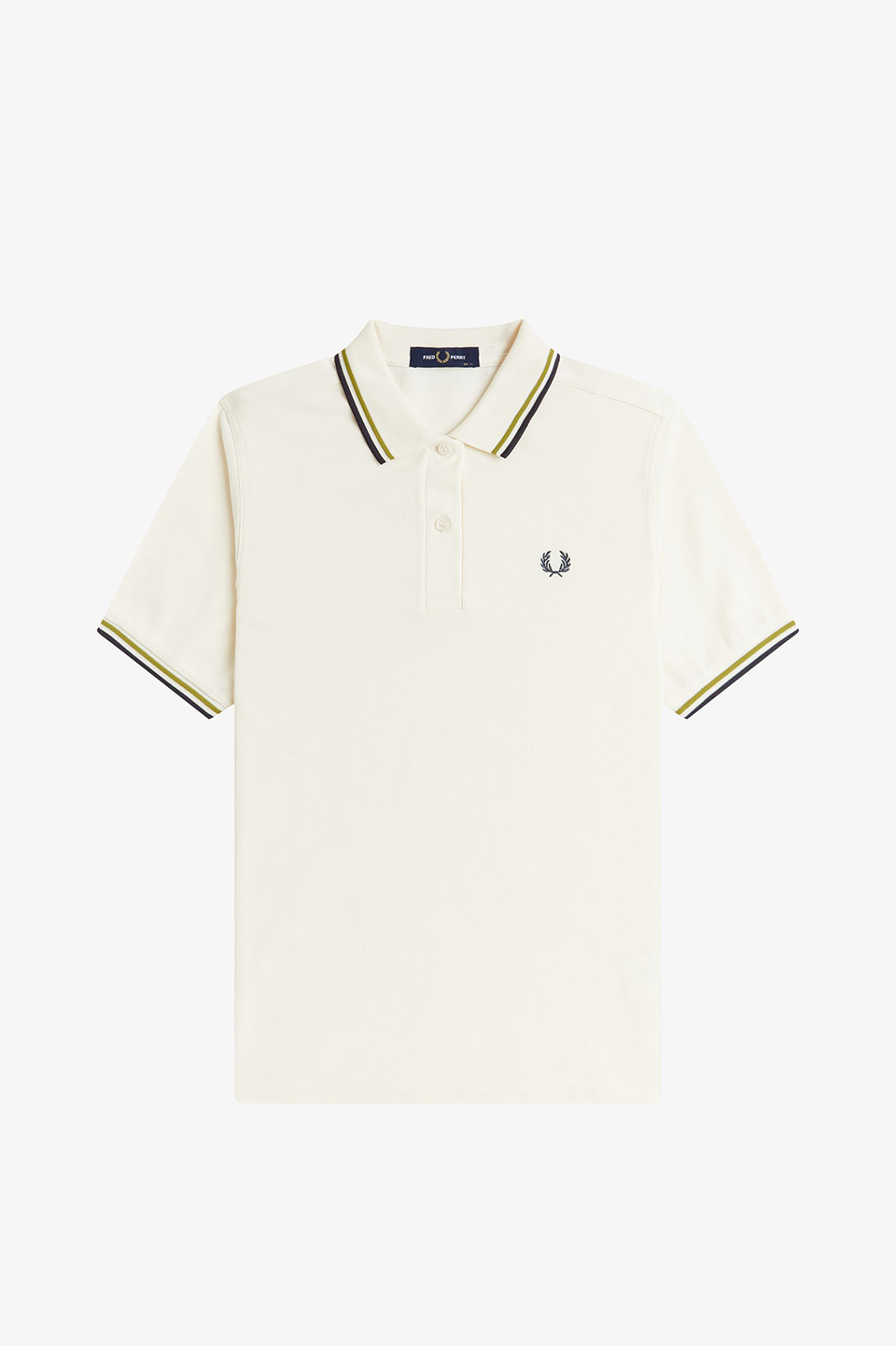 The Fred Perry Shirt - G3600 46A:ECRU / TENNIS BALL YELLOW / ANCHOR GREY 8