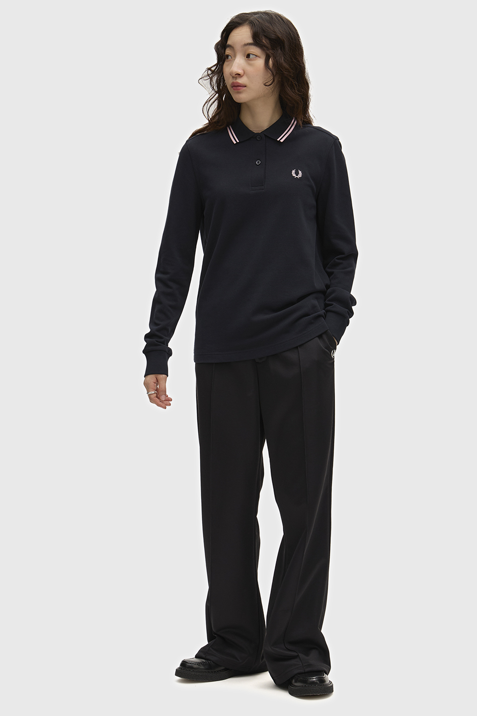 The Fred Perry Shirt - G3636 02D:NAVY / ICED PINK / ICED PINK 8
