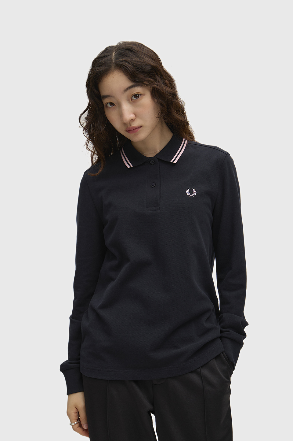 The Fred Perry Shirt - G3636 02D:NAVY / ICED PINK / ICED PINK 8