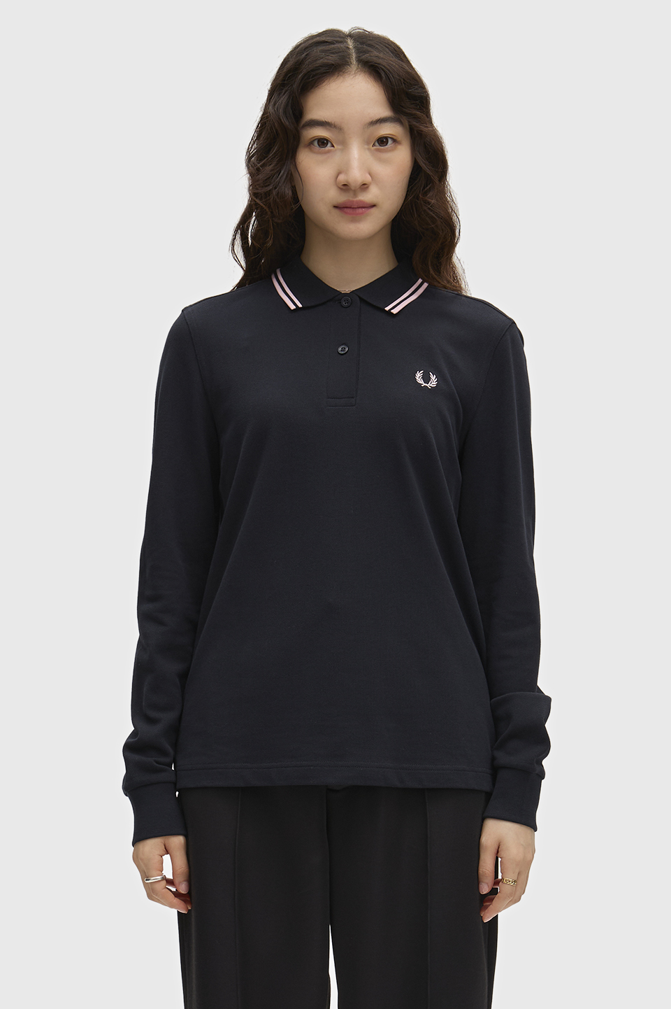 The Fred Perry Shirt - G3636 02D:NAVY / ICED PINK / ICED PINK 8