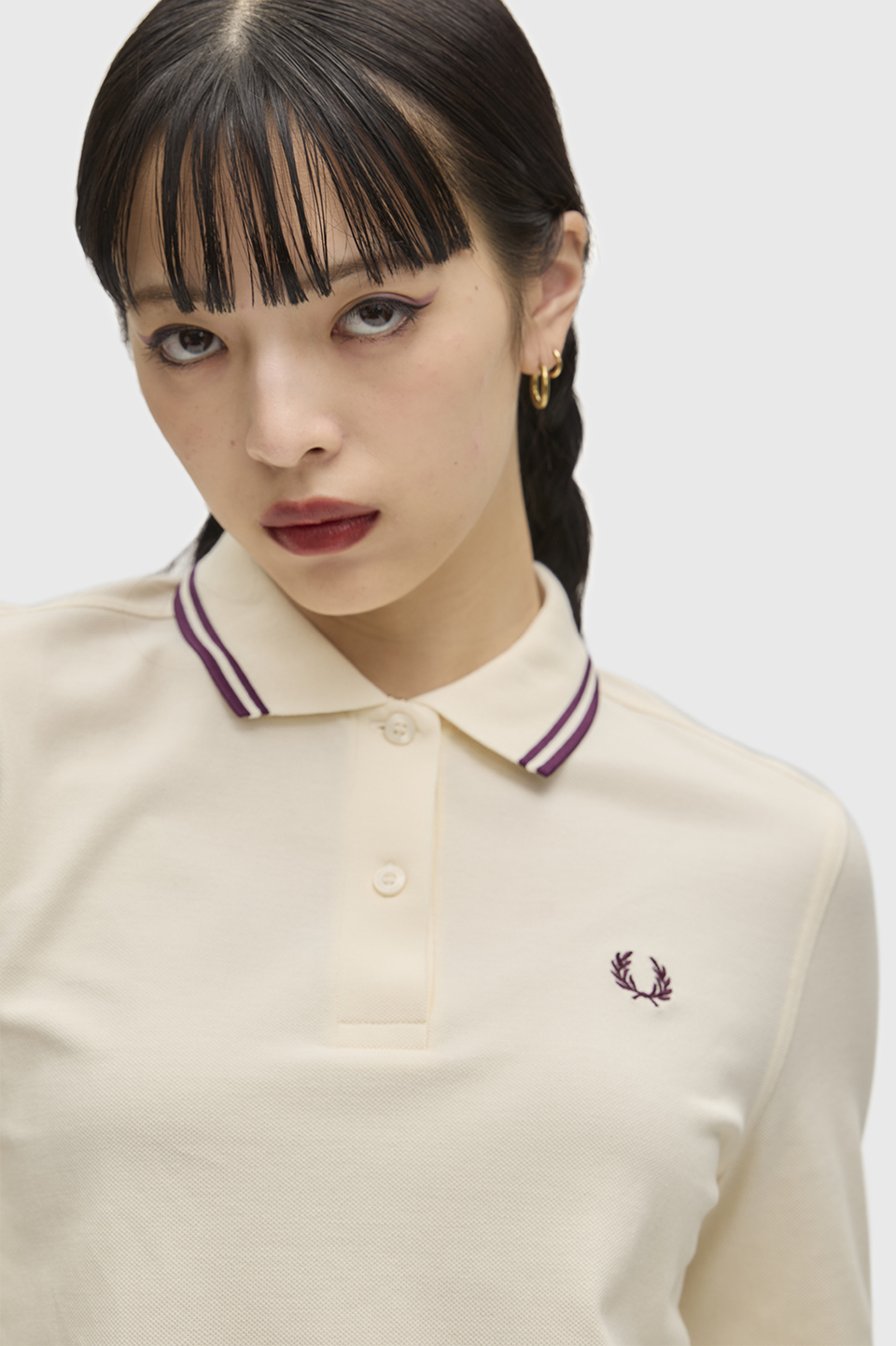 The Fred Perry Shirt - G3636 03D:ECRU / PLUM / PLUM 8
