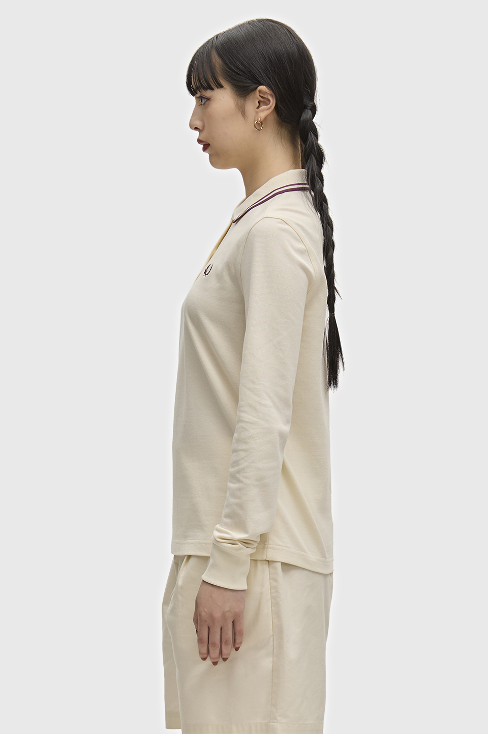 The Fred Perry Shirt - G3636 03D:ECRU / PLUM / PLUM 8