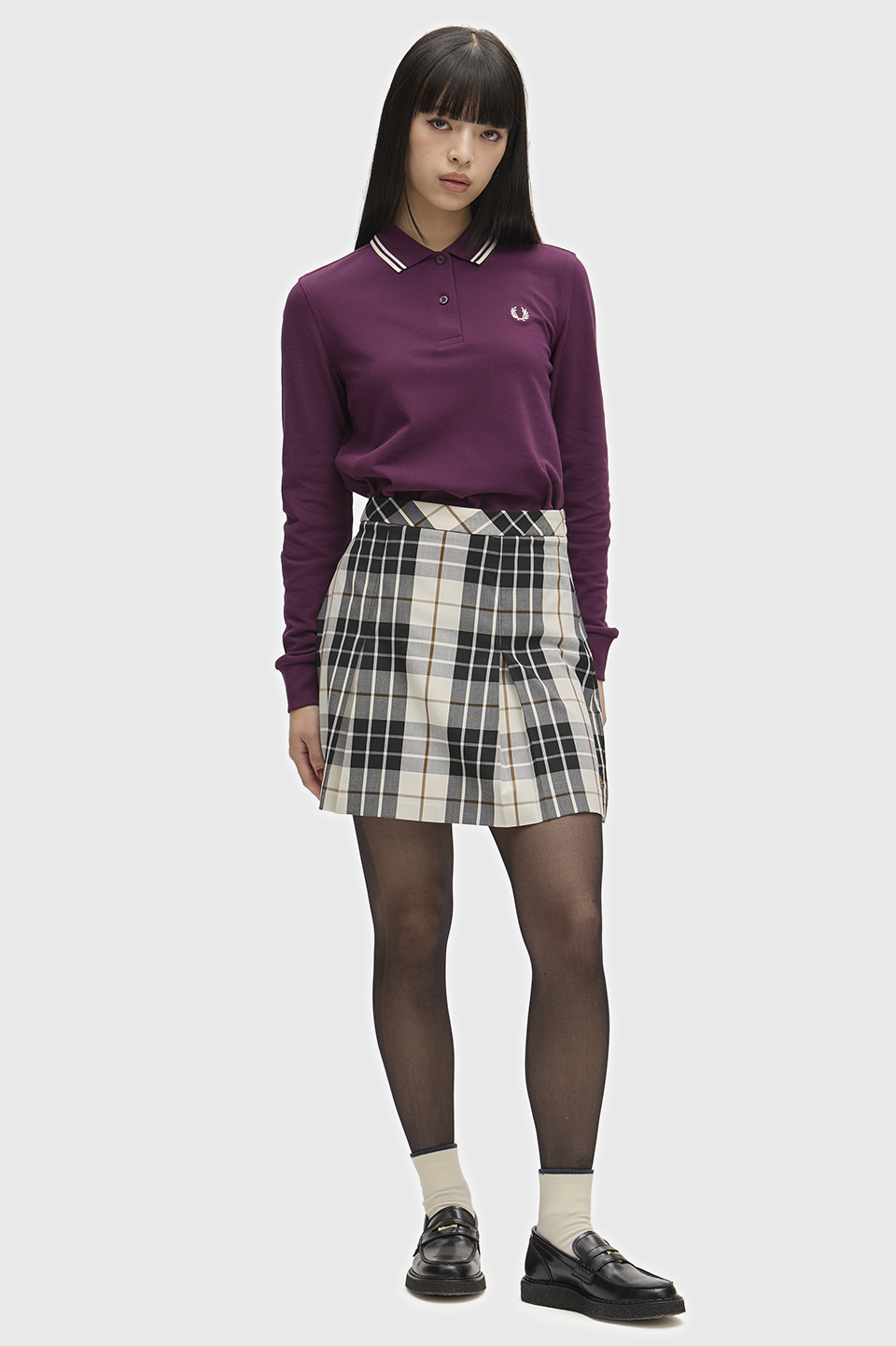 The Fred Perry Shirt - G3636 05D:PLUM / ECRU / ECRU 8