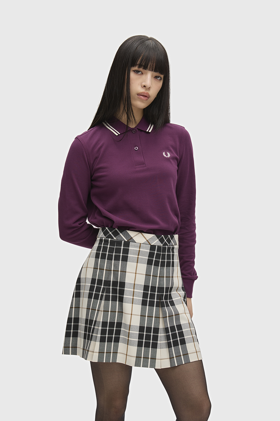 The Fred Perry Shirt - G3636 05D:PLUM / ECRU / ECRU 8