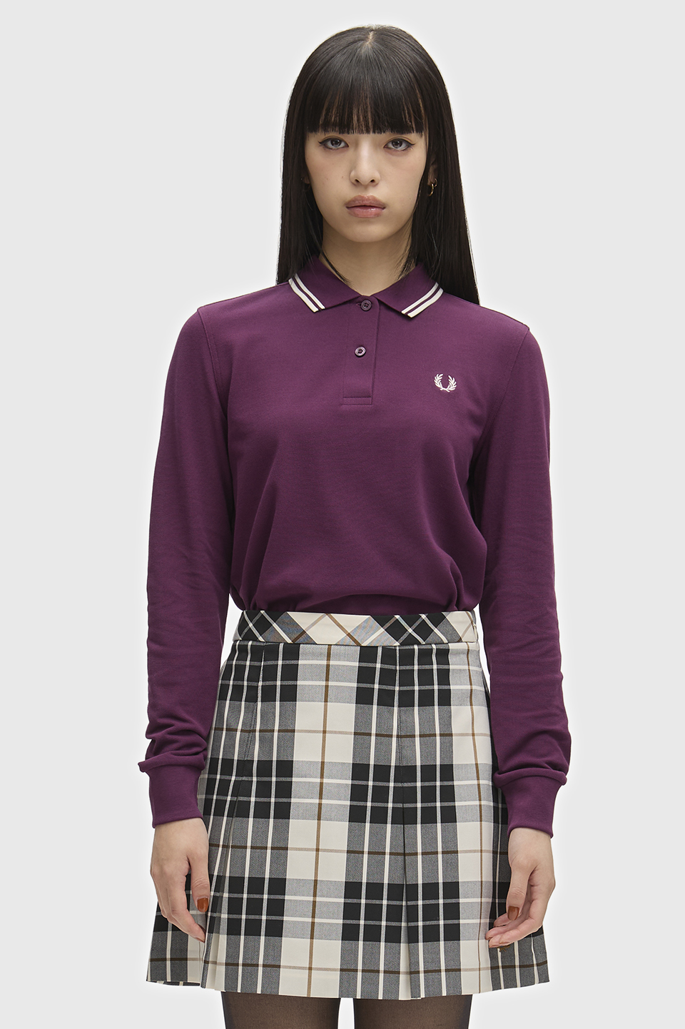 The Fred Perry Shirt - G3636 05D:PLUM / ECRU / ECRU 8