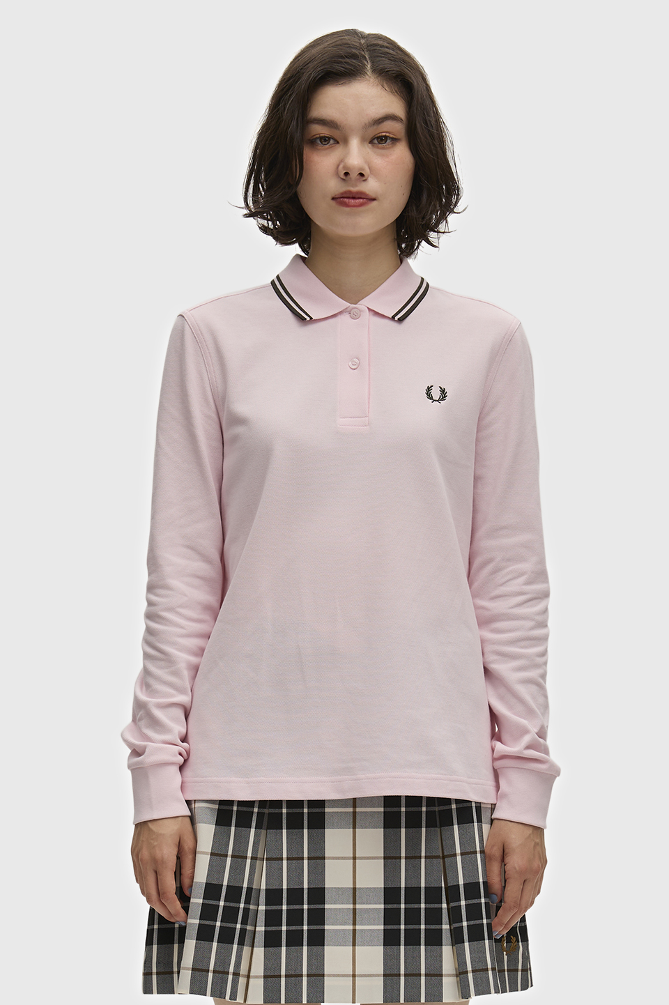 The Fred Perry Shirt - G3636 06D:ICED PINK / NIGHT GREEN 8