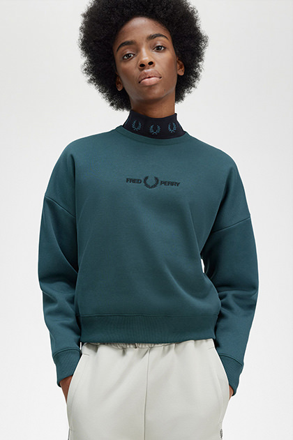 Branded Sweatshirt(10 257：PETROL BLUE): | FRED PERRY JAPAN 