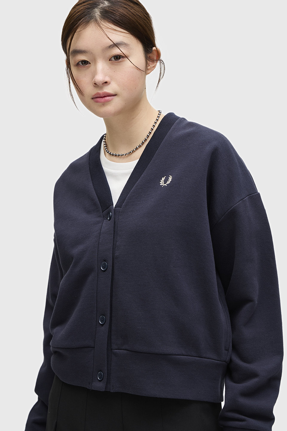 Tipped Sweatshirt Cardigan