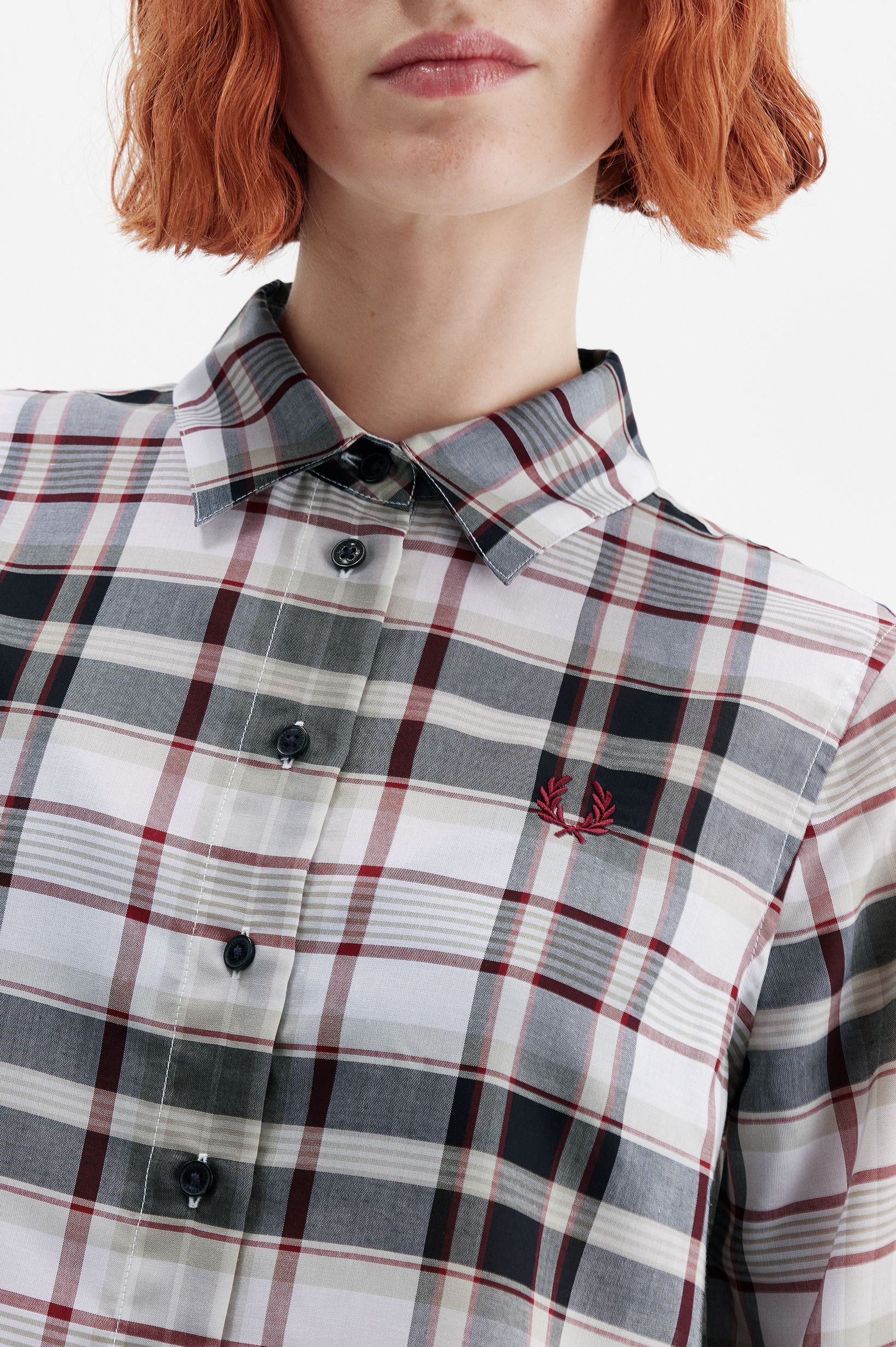 Cropped Check Shirt(10 100：WHITE): | FRED PERRY JAPAN
