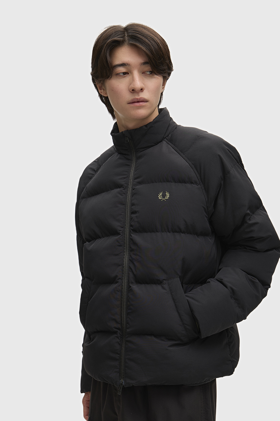 Raglan Sleeve Padded Jacket(L 184：BLACK): | FRED PERRY JAPAN