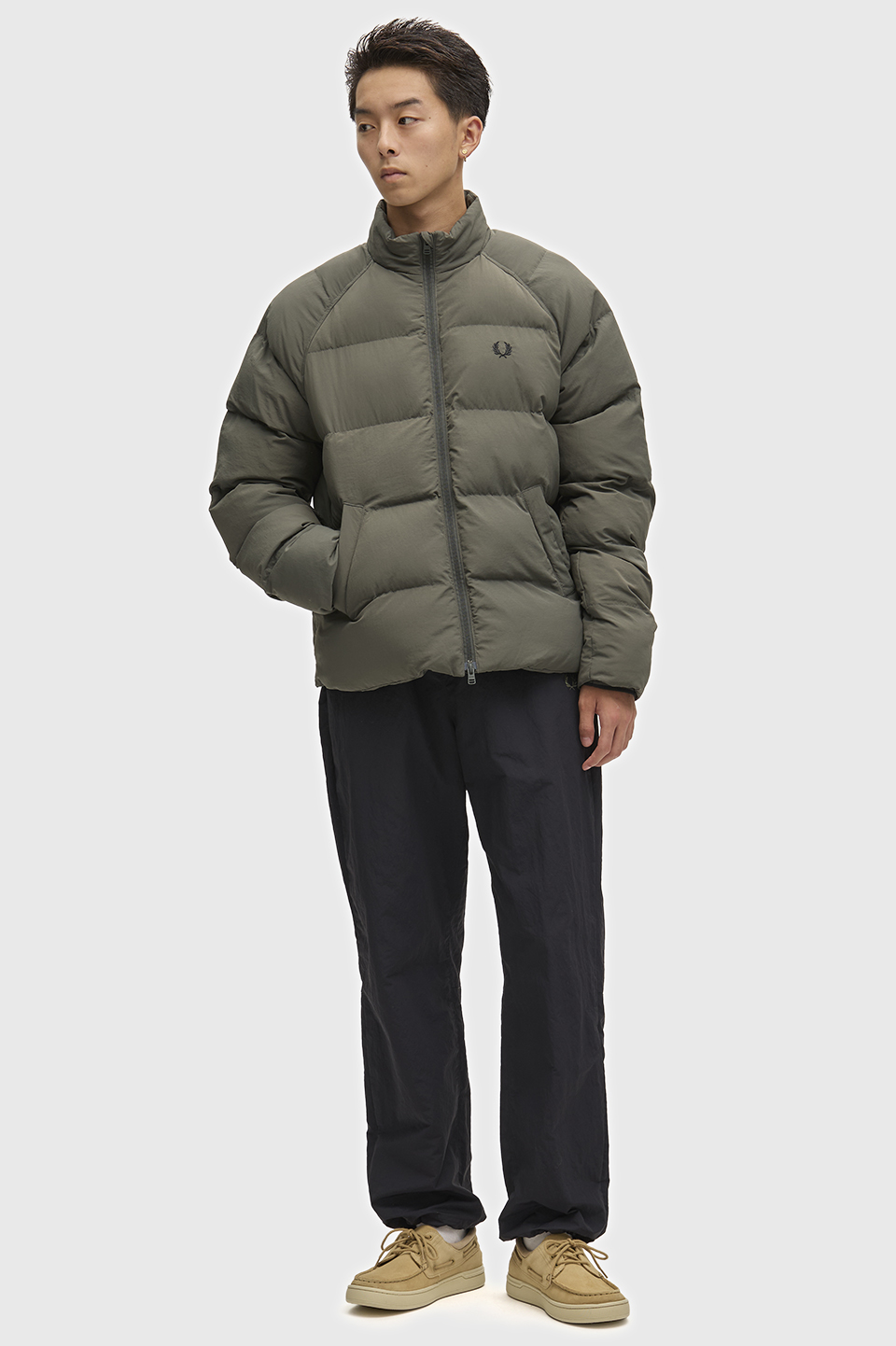 Raglan Sleeve Padded Jacket(S 638：FIELD GREEN): | FRED PERRY