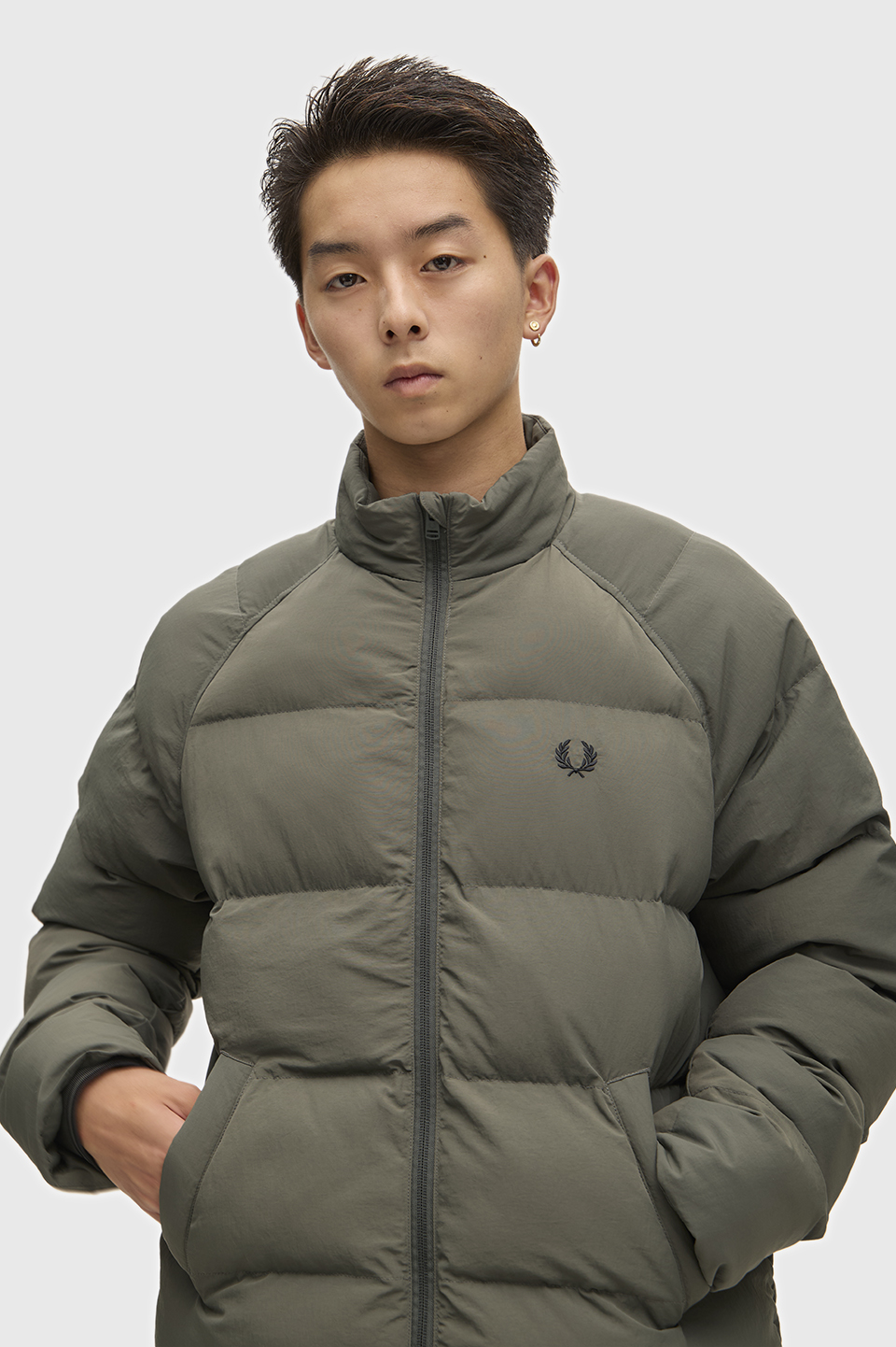 Raglan Sleeve Padded Jacket(S 638：FIELD GREEN): | FRED PERRY