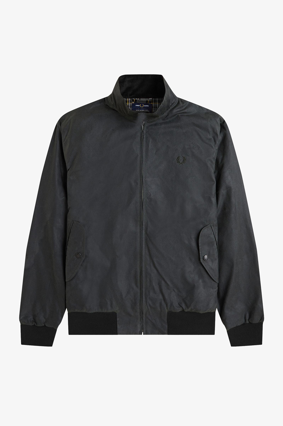 Made In England Wax Harrington Jacket(S 198：BLACK): | FRED PERRY