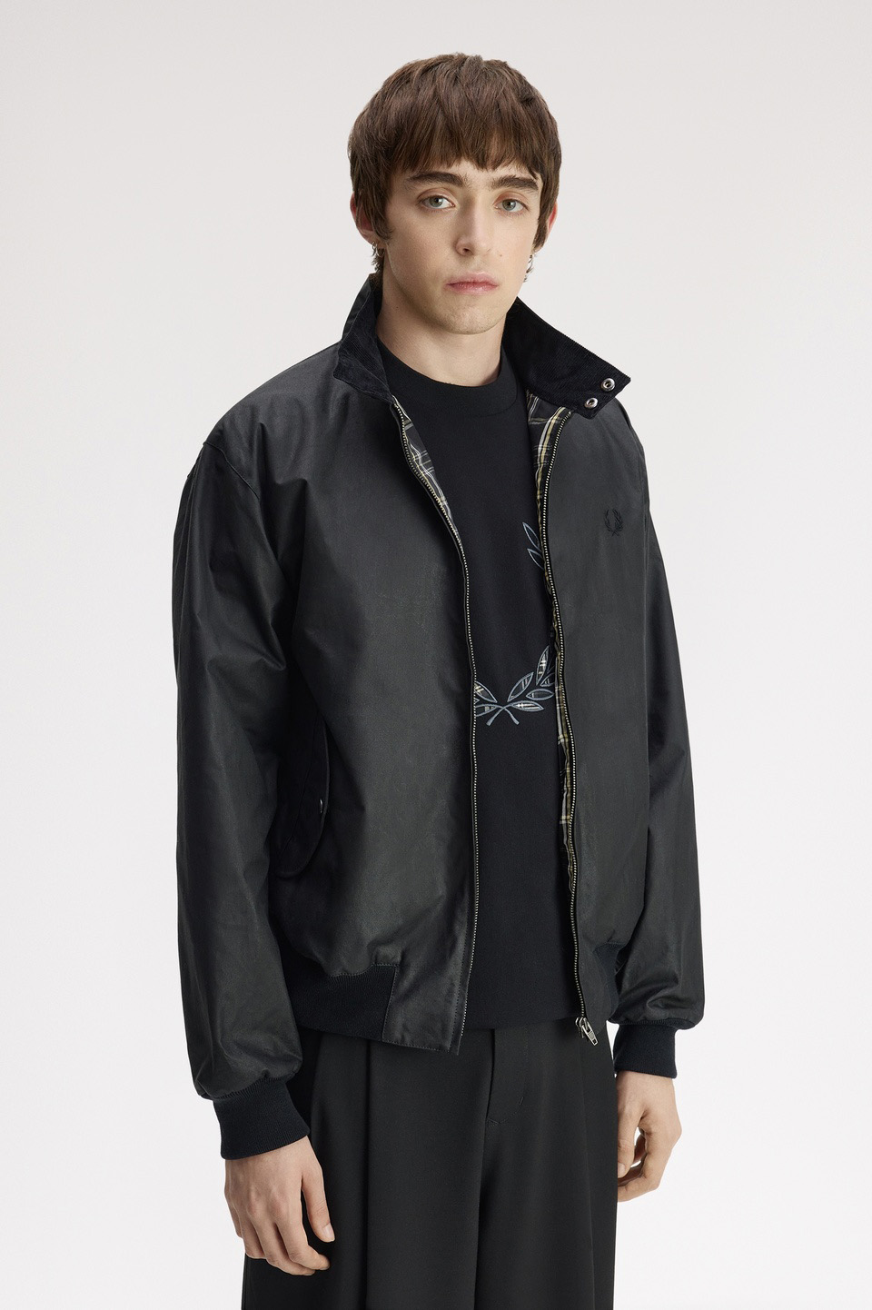 Made In England Wax Harrington Jacket(S 198：BLACK): | FRED PERRY