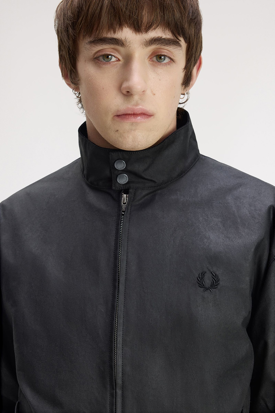 Made In England Wax Harrington Jacket(S 198：BLACK): | FRED PERRY
