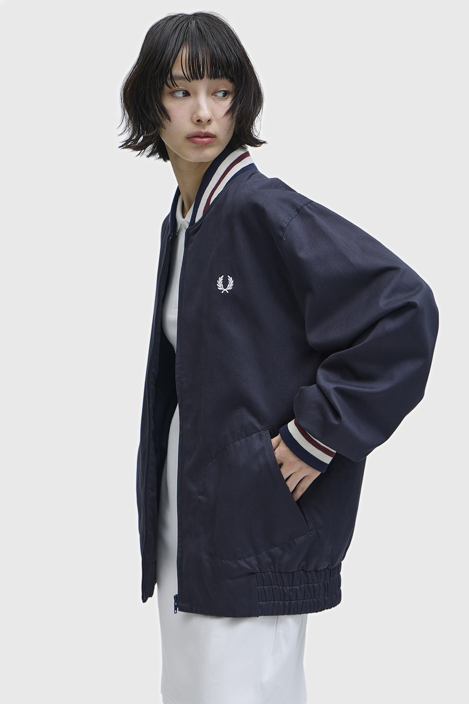 Twill Tennis Bomber Jacket(S 608：NAVY): | FRED PERRY JAPAN