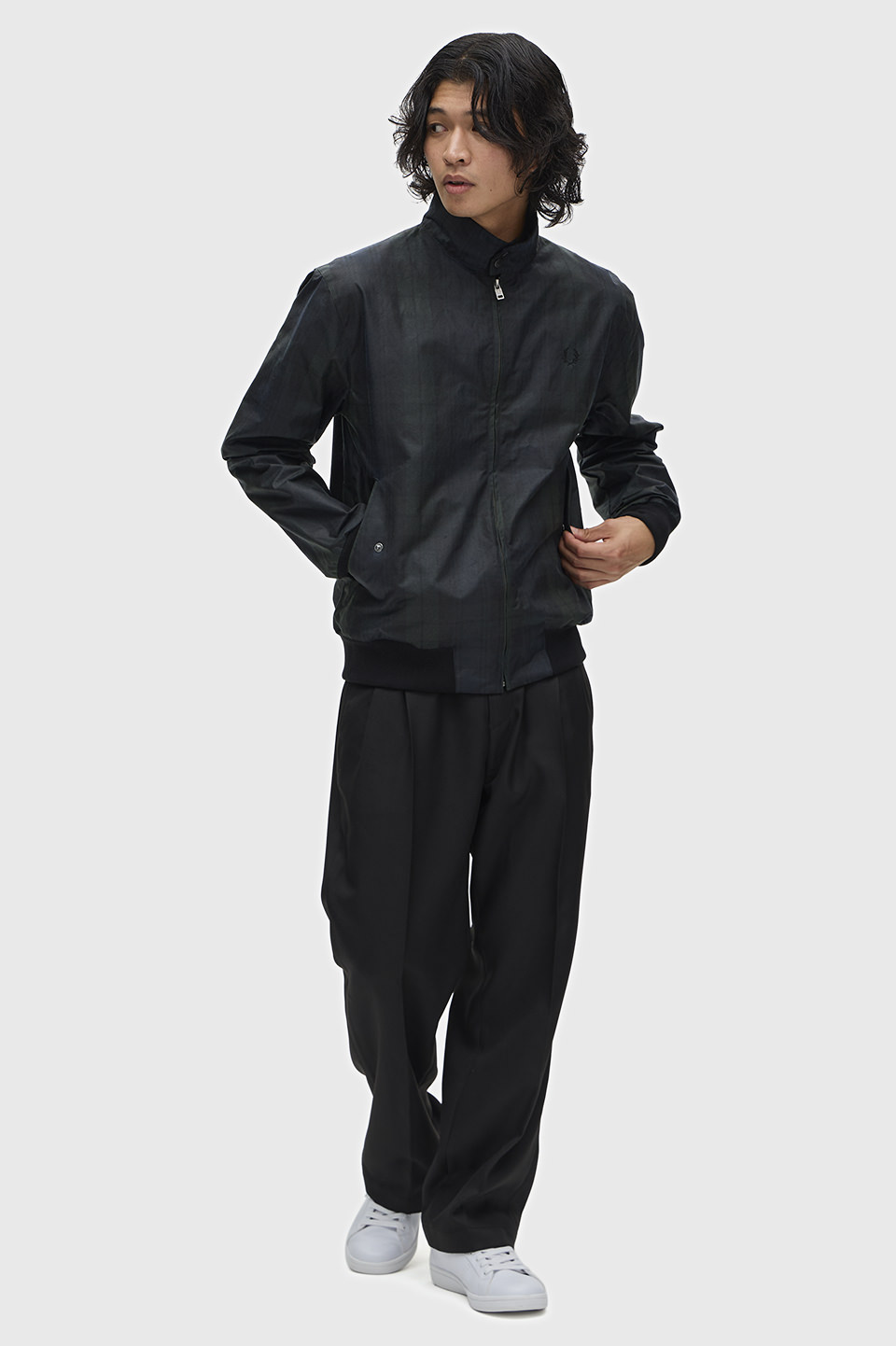 Black Watch Tartan Waxed Harrington Jacket(M 37A：BLACK WATCH