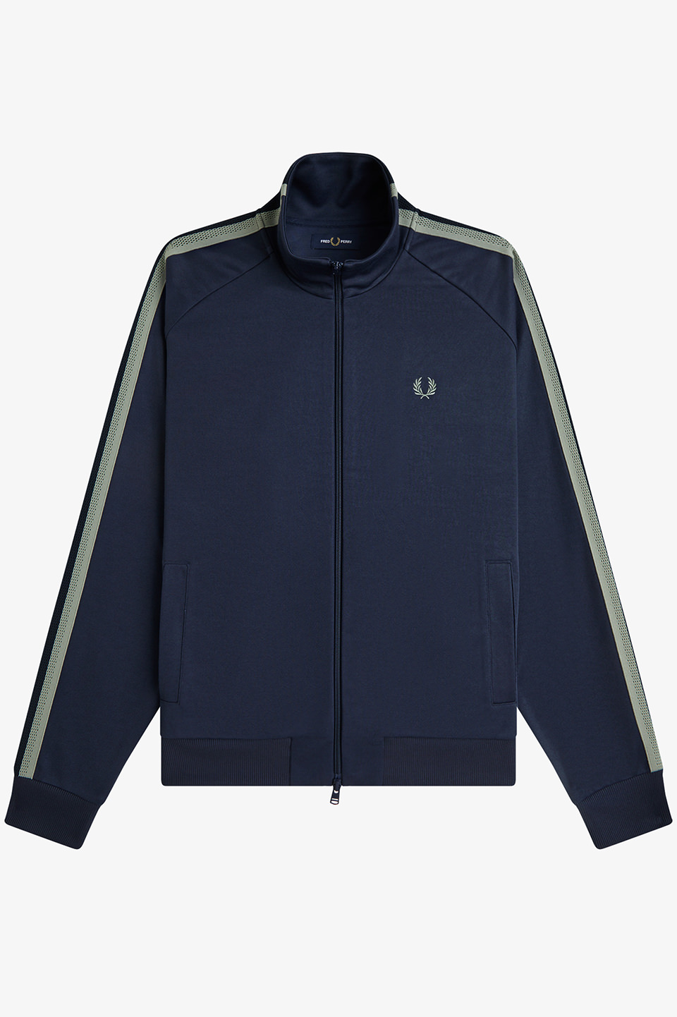 Two Tone Mesh Tape Track Jacket(S 738：DARK AIRFORCE): | FRED