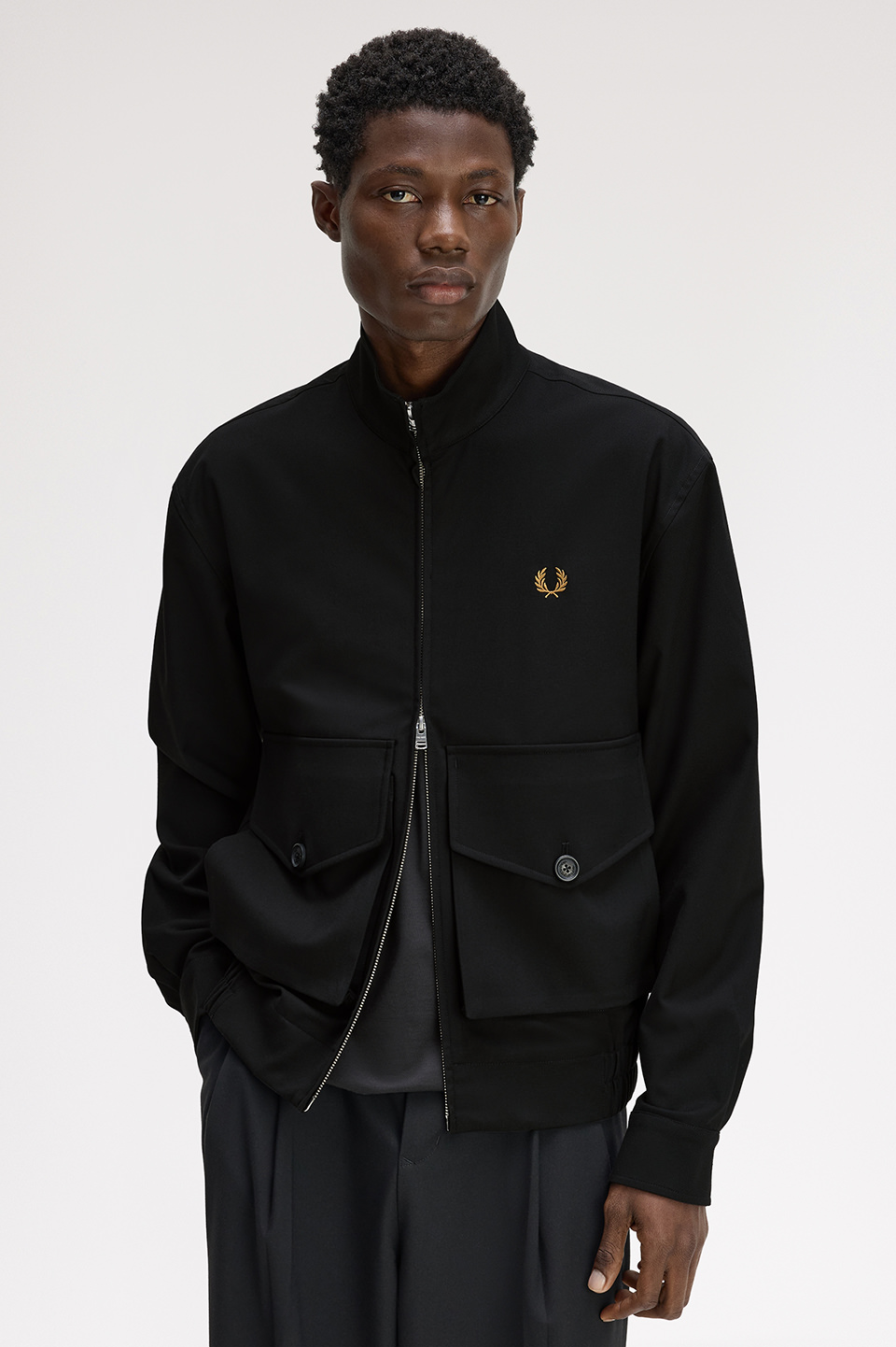 Patch Pocket Funnel Neck Jacket(L 69D：BLACK MOSS): | FRED PERRY