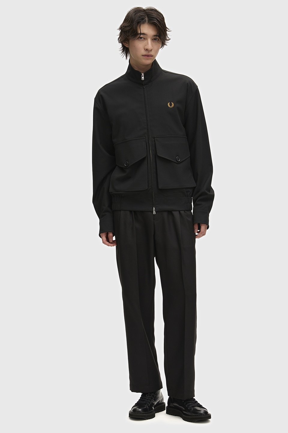 Patch Pocket Funnel Neck Jacket(S 69D：BLACK MOSS): | FRED PERRY