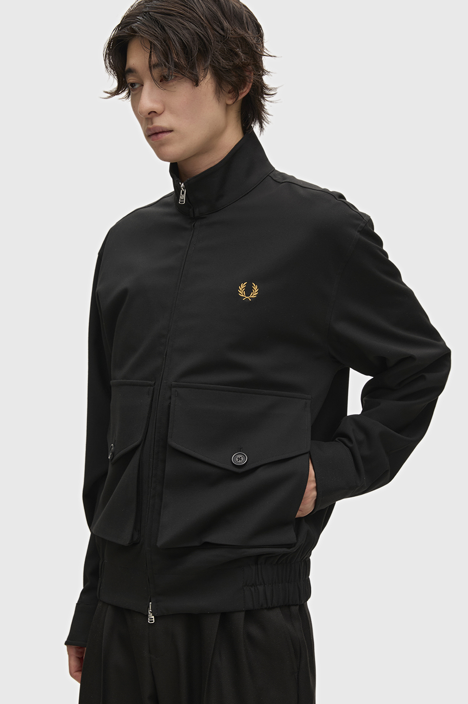 Patch Pocket Funnel Neck Jacket(S 69D：BLACK MOSS): | FRED PERRY