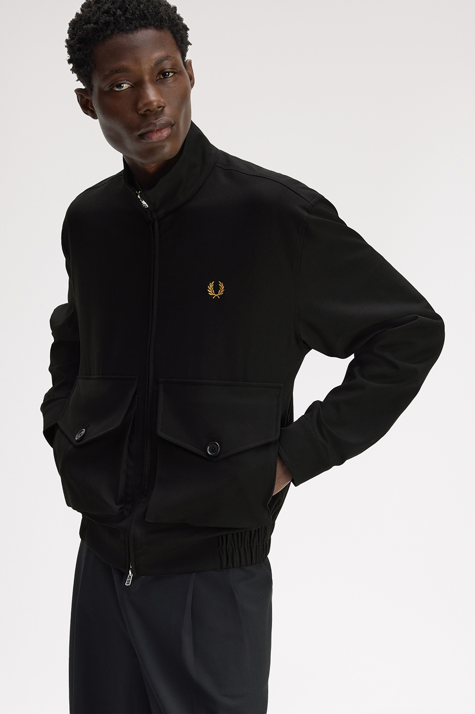 Patch Pocket Funnel Neck Jacket(S 69D：BLACK MOSS): | FRED PERRY