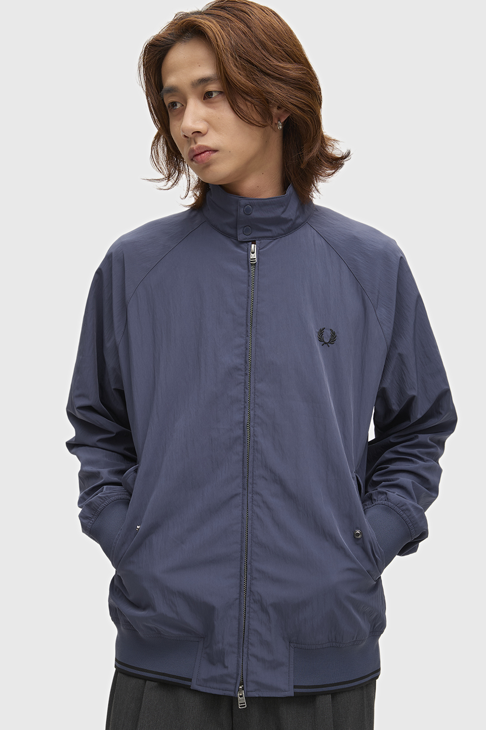 Crinkle Nylon Harrington Jacket(S 738：DARK AIRFORCE): | FRED
