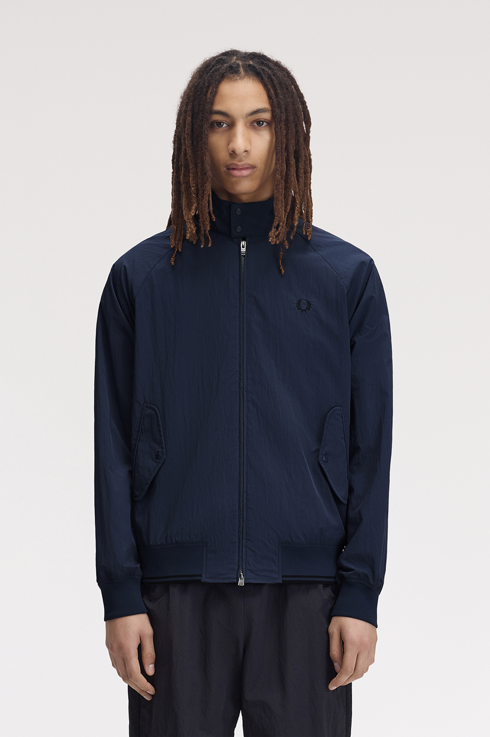 Crinkle Nylon Harrington Jacket(S 738：DARK AIRFORCE): | FRED