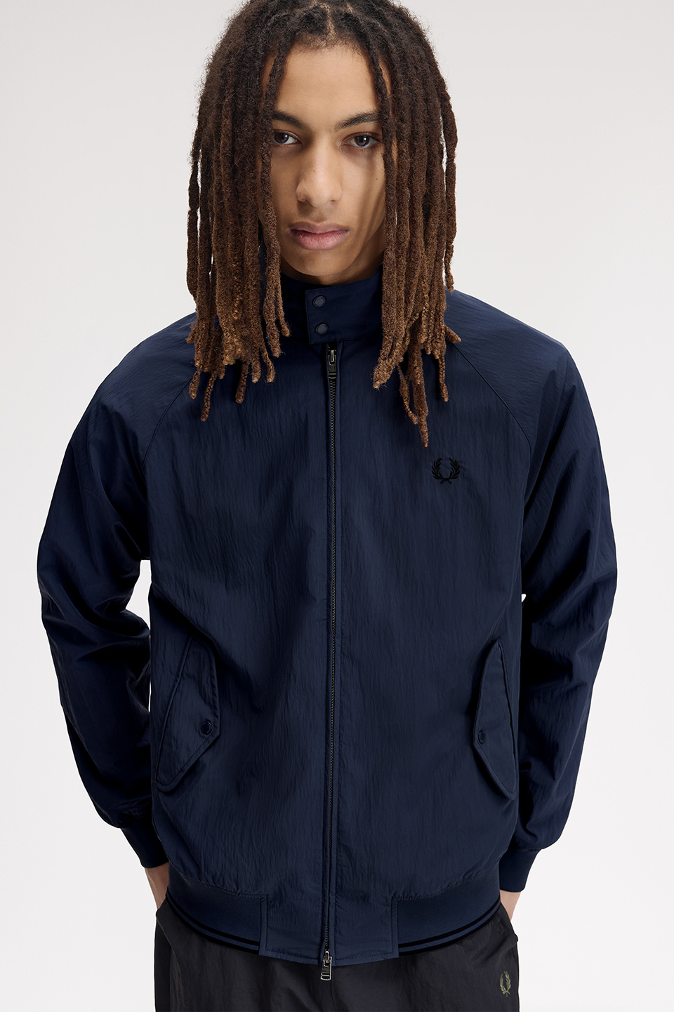 Crinkle Nylon Harrington Jacket(S 738：DARK AIRFORCE): | FRED