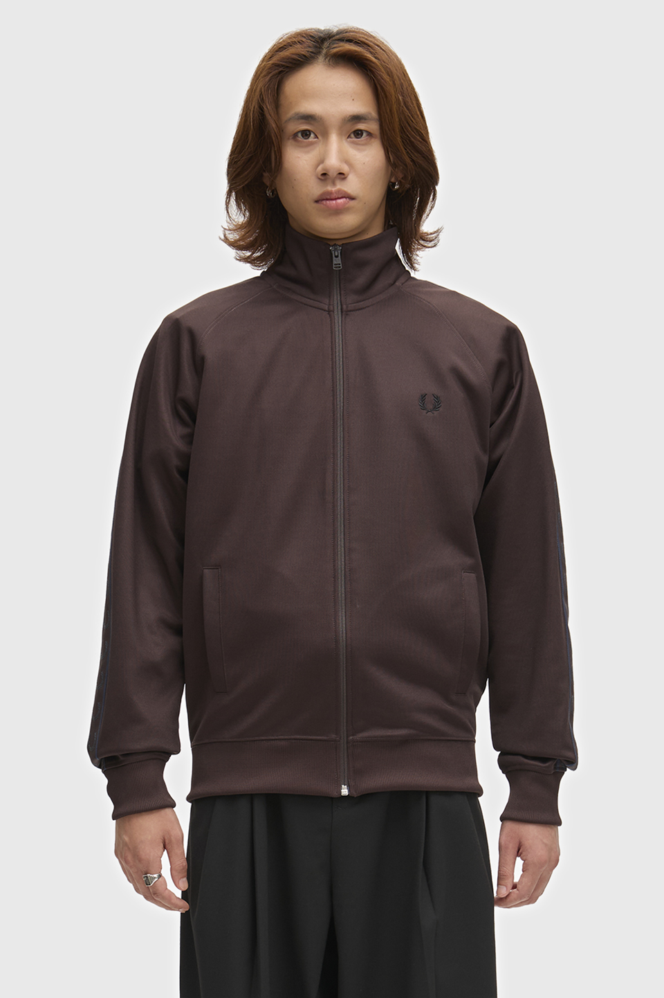 Contrast Tape Track Jacket(S 33C：RICH BROWN): | FRED PERRY JAPAN