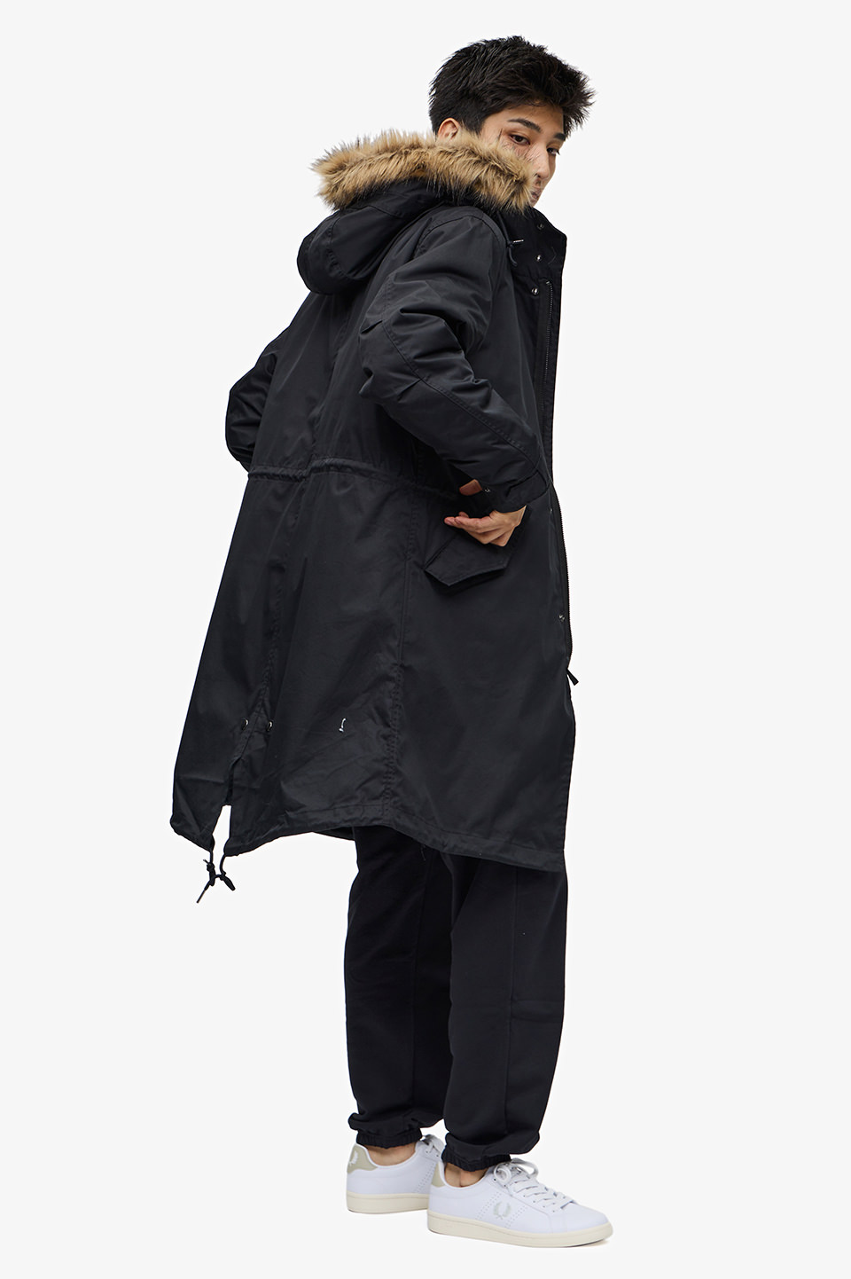 FREDPERRY Zip-In LinerFishtail Parkaブラック袖丈62 - モッズコート