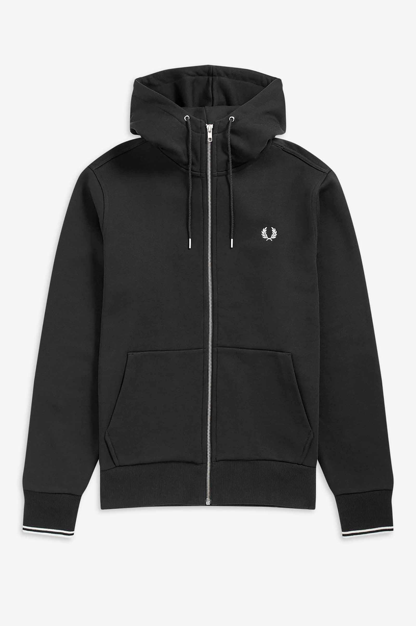 Hooded Zip Through Sweatshirt(S 198Z：BLACK): | FRED PERRY JAPAN 